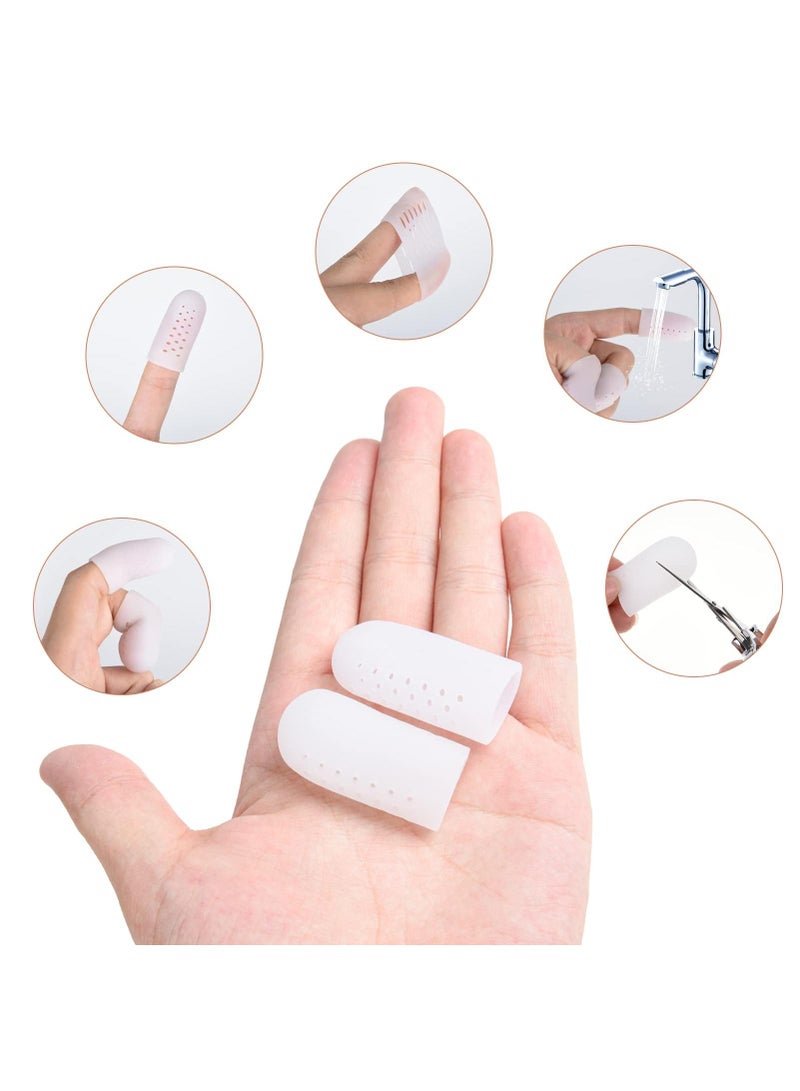 Sweet seven 12 قطعة من غلاف الأصابع من هلام السيليكون - أكمام أصابع قابلة للتنفس لالتهاب الجلد الإكزيمي، التشققات، والتهاب المفاصل - واقيات أصابع مع ثقب - 2 لون - Image 5