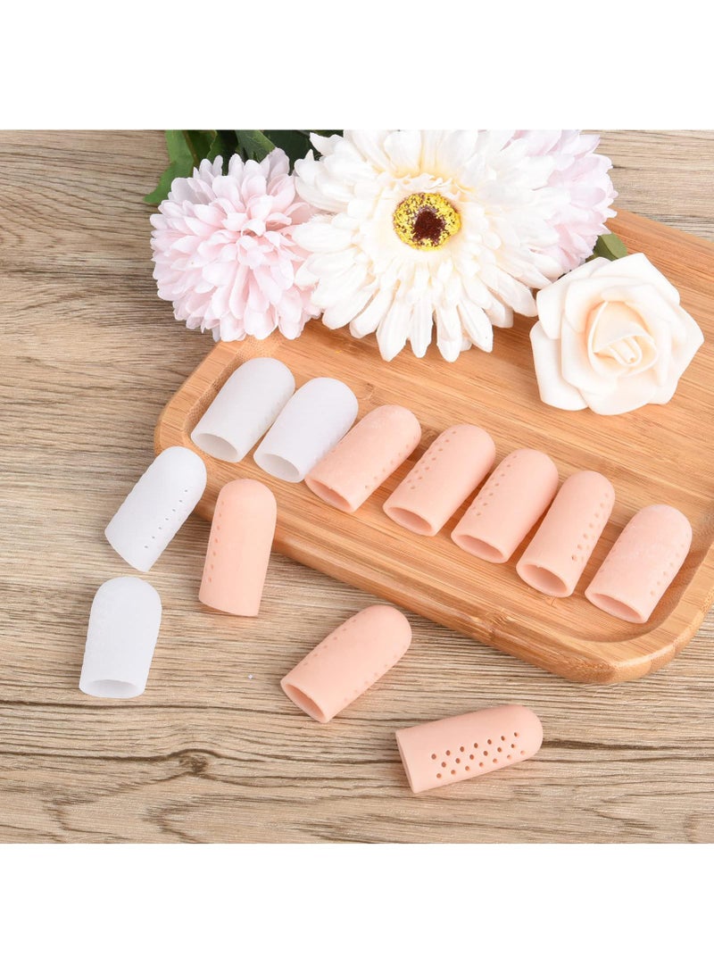 Sweet seven 12 قطعة من غلاف الأصابع من هلام السيليكون - أكمام أصابع قابلة للتنفس لالتهاب الجلد الإكزيمي، التشققات، والتهاب المفاصل - واقيات أصابع مع ثقب - 2 لون - Image 2