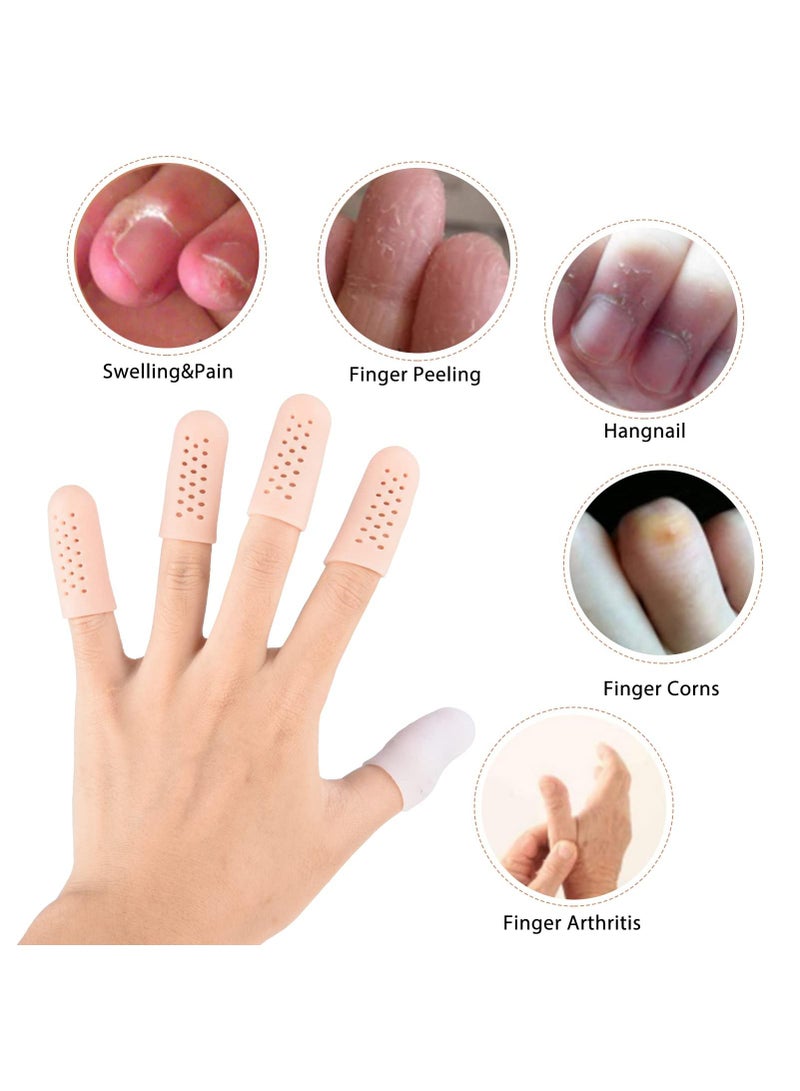 Sweet seven 12 قطعة من غلاف الأصابع من هلام السيليكون - أكمام أصابع قابلة للتنفس لالتهاب الجلد الإكزيمي، التشققات، والتهاب المفاصل - واقيات أصابع مع ثقب - 2 لون - Image 3
