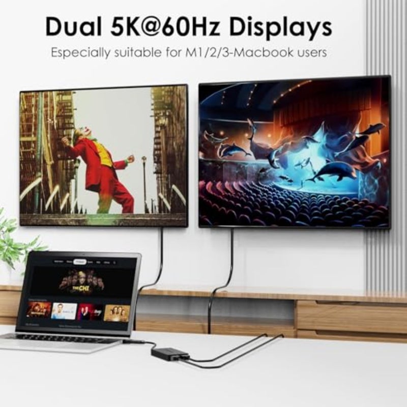 موزع USB 3.0/C إلى HDMI مزدوج للعرض الممتد، غطاء من الألومنيوم، أسود، يدعم 4K@60 هرتز عبر DisplayLink - Image 2