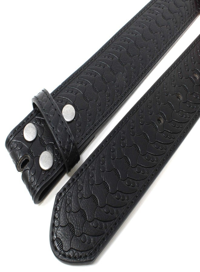 BC Belts حزام جلدي من بي سي بيلتس بنقشة قرن غربي بارزة، عرضه 1.5 بوصة، مزود بأزرار كبس (أسود - مقاس XXL) - Image 3