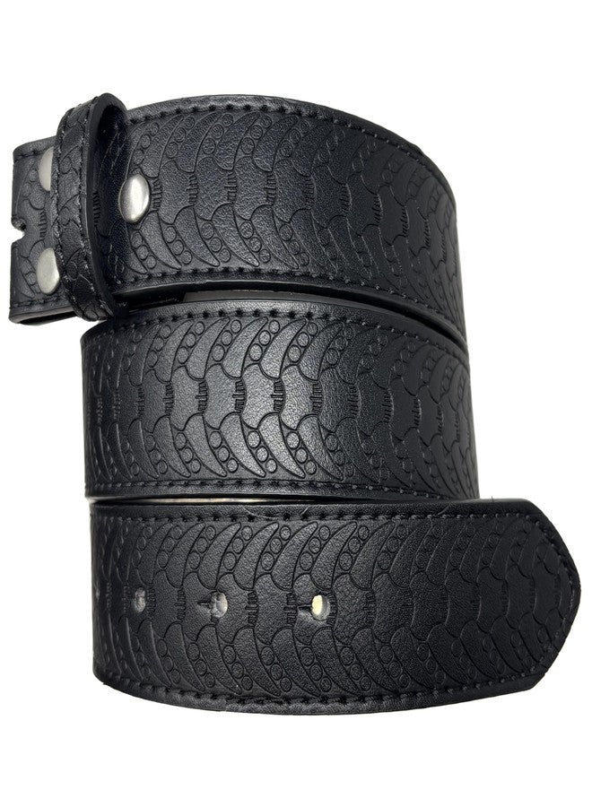 BC Belts حزام جلدي من بي سي بيلتس بنقشة قرن غربي بارزة، عرضه 1.5 بوصة، مزود بأزرار كبس (أسود - مقاس XXL) - Image 1