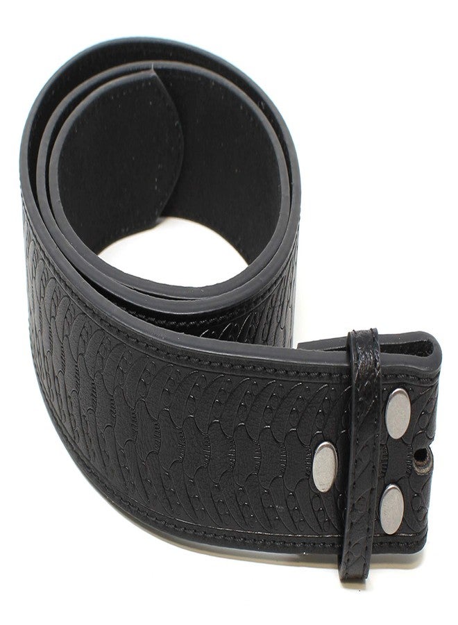 BC Belts حزام جلدي من بي سي بيلتس بنقشة قرن غربي بارزة، عرضه 1.5 بوصة، مزود بأزرار كبس (أسود - مقاس XXL) - Image 2