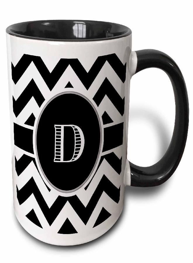 3dRose Black And White Chevron Monogram Initial D Ceramic Mug, 1 Count (Pack of 1) - Image 4