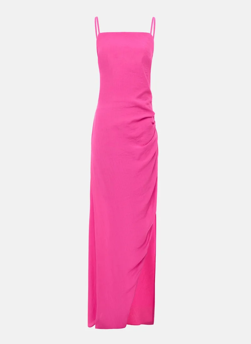 Lichi Maxi dress with back ties in textured fabric