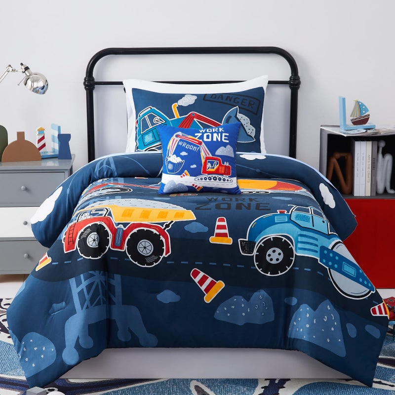 Kaleido Space Kids Comforter Set Twin Size for Boys, Glow in The Dark Truck Bedding Set 1 Comforter, 1 Decor Pillow, 1 Pillow Shams - Image 1