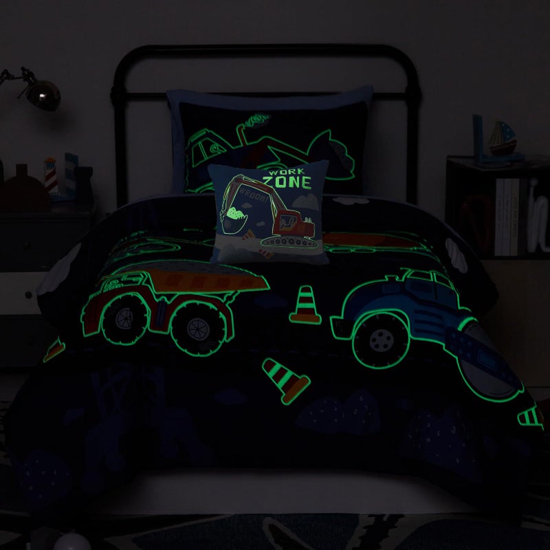 Kaleido Space Kids Comforter Set Twin Size for Boys, Glow in The Dark Truck Bedding Set 1 Comforter, 1 Decor Pillow, 1 Pillow Shams - Image 2