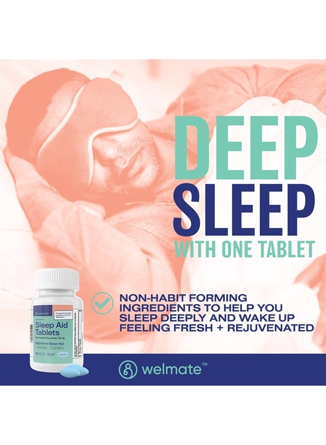 WELMATE Doxylamine Succinate 25mg | Nighttime Sleep Aid | Safe & Effective | Non-Habit Forming | Sleep Aids for Adults & Children | for Women & Men | Made in USA | 200 Tablets - Image 3