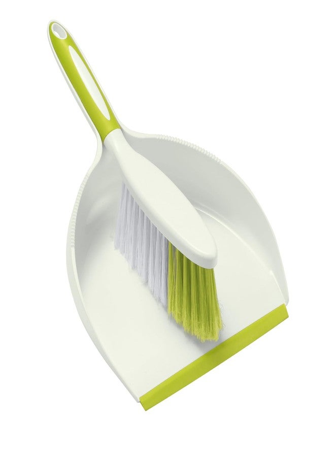 NACENA Dust Pan and Brush Set, Large Hand Broom and Dustpan Set Large Brush and Dustpan Set for Camping Broom and Dustpan Combo for Daily Cleaning Pet Hair Office Home Car, Yellow & Green - Image 1