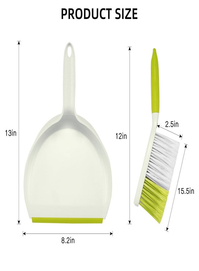 NACENA Dust Pan and Brush Set, Large Hand Broom and Dustpan Set Large Brush and Dustpan Set for Camping Broom and Dustpan Combo for Daily Cleaning Pet Hair Office Home Car, Yellow & Green - Image 2