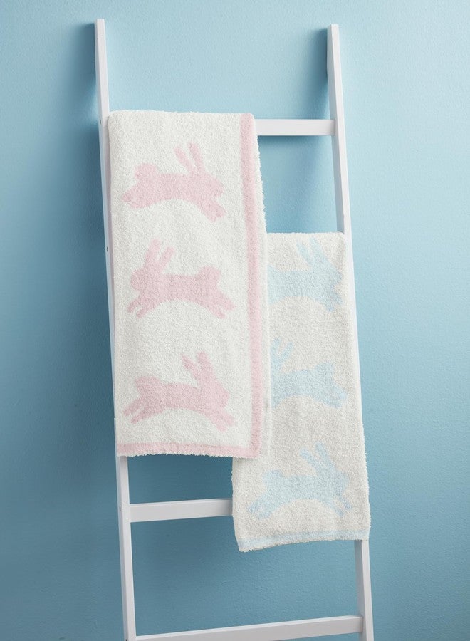 Mud Pie Children's Pink Chenille Bunny Blanket - Image 2