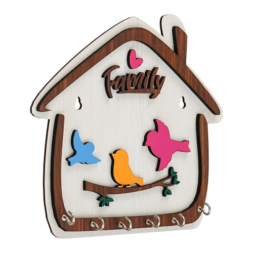 Webelkart Premium Cute Birds Hut Shape Wooden Keys Hanger for Home/Office Decor, Key Holder for Wall Decor/Home Decorative Gift Item (Off White) - Image 4