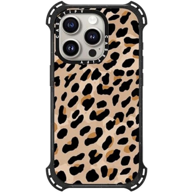 Casetify Bounce iPhone 15 Pro Case 【6X Military Grade Drop Tested / 21.3ft Drop Protection/Compatible with Magsafe】 - Leopard Print - Triple Black - Image 1