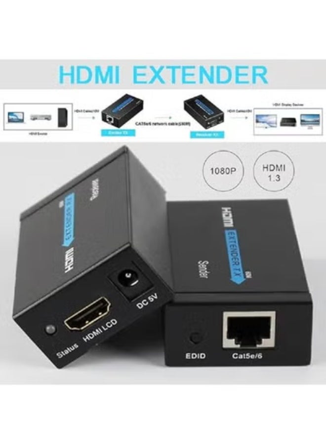 موسع HDMI عبر كابل كات 5E/6 واحد بطول 60 متر – يدعم FHD 1080P، 3D و4K عبر شبكة LAN إيثرنت RJ45 - Image 2