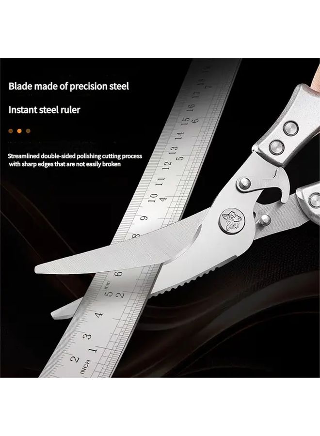 Red Detachable Chicken Bone Scissors Heavy Duty Professional Poultry Shears Kitchen Meat Cutter Sharp Stainless Steel Blade Non Slip Red Aluminum Handle Commercial Home Chef Use Food Safe Ergonomic Durable Bone Cutting Tool - Image 4
