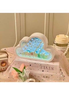 Generic Handmade Diy Clouds Tulip Mirror Nightlight Luminous Ornaments Creative Gifts Tremolo-Specification:Pink (9 Flowers)  - Image 3
