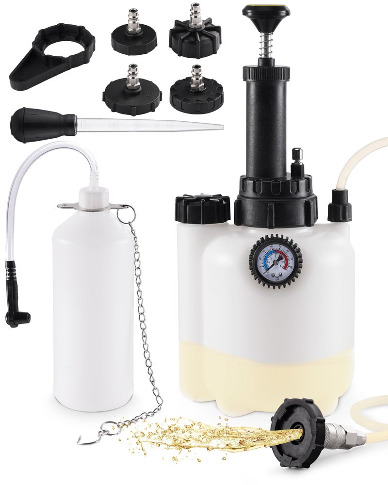 FAITIO 3L Brake Fluid Bleeder Kit w/ 1L Catch Bottle, Pressure Brake Bleeding Tool, Manual Power Bleeder Pump for Flush Brakes and Clutch Systems, Includes 43.5/45/49.5/50.7mm Master Cylinders Caps - Image 1