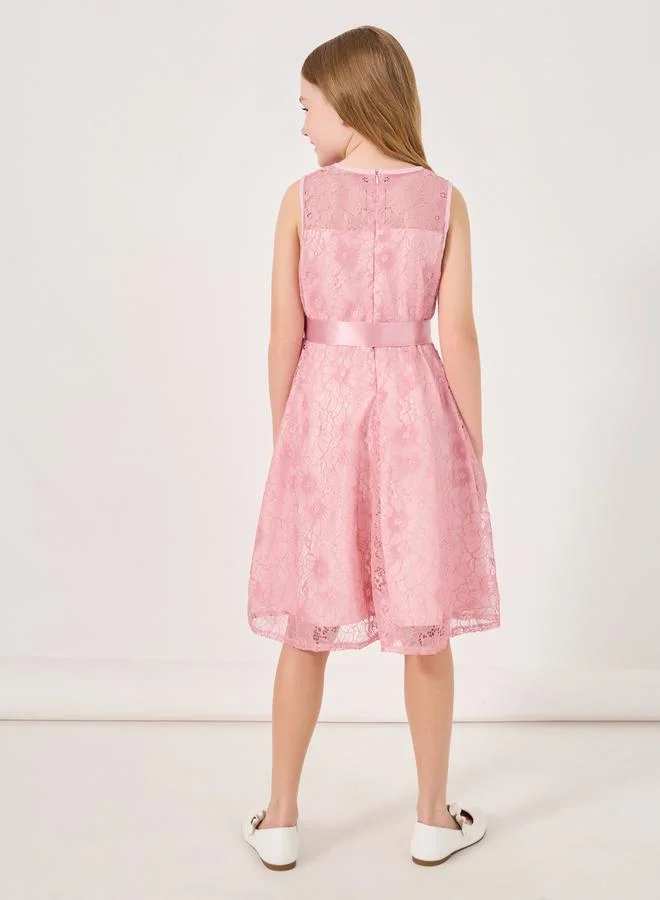 Styli Lace Belted Dress