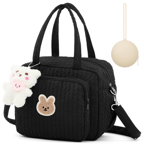 Bulyoou Small Diaper Bag Tote Multifunction Bag with Silicone Pacifier Holder Case Travel Crossbody HandbagBlack - Image 1