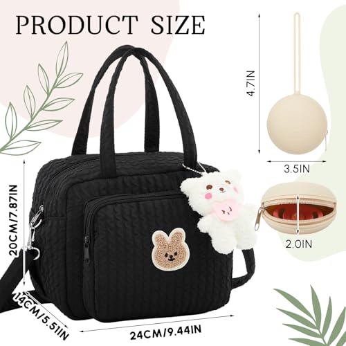 Bulyoou Small Diaper Bag Tote Multifunction Bag with Silicone Pacifier Holder Case Travel Crossbody HandbagBlack - Image 3
