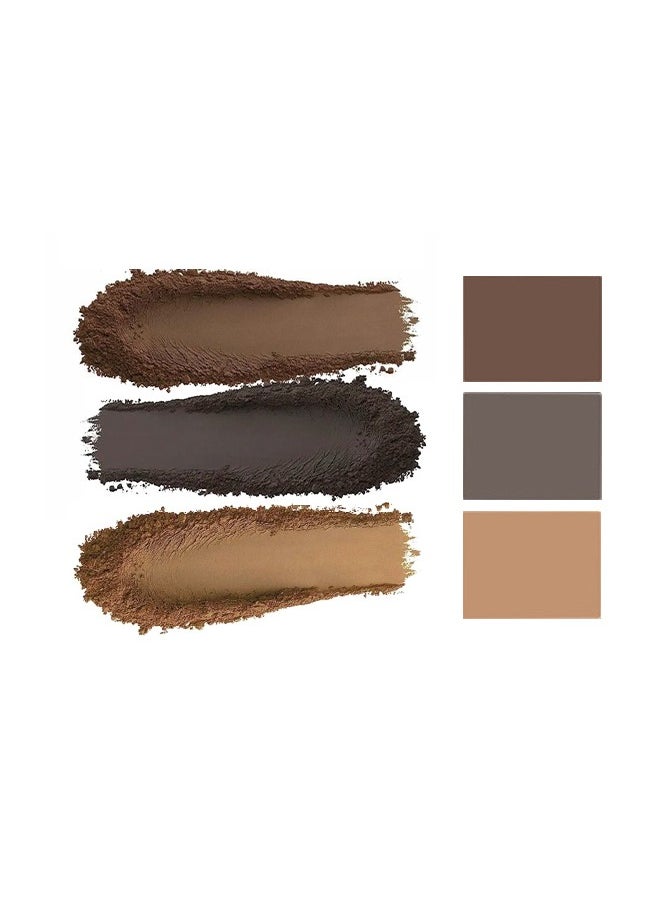 Myonly - Eyebrow Powder 3-Color Styling Kit-Natural Long Lasting Eyebrow Powder with Brushes Waterproof Sweat Proof Smudge Proof Fine Powder Easy to Use Multi Use Natural Brow Makeup to Create 3D Look(#02) - Image 1