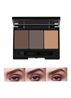 Eyebrow Powder 3-Color Styling Kit-Natural Long Lasting Eyebrow Powder with Brushes Waterproof Sweat Proof Smudge Proof Fine Powder Easy to Use Multi Use Natural Brow Makeup to Create 3D Look(#02)