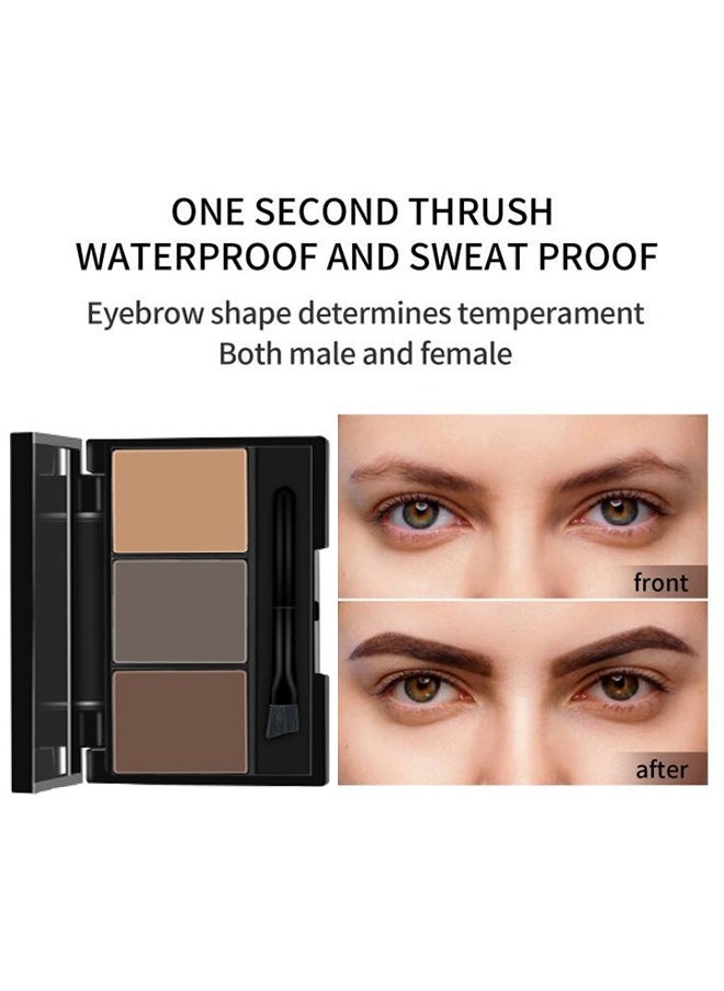 Myonly - Eyebrow Powder 3-Color Styling Kit-Natural Long Lasting Eyebrow Powder with Brushes Waterproof Sweat Proof Smudge Proof Fine Powder Easy to Use Multi Use Natural Brow Makeup to Create 3D Look(#02) - Image 1