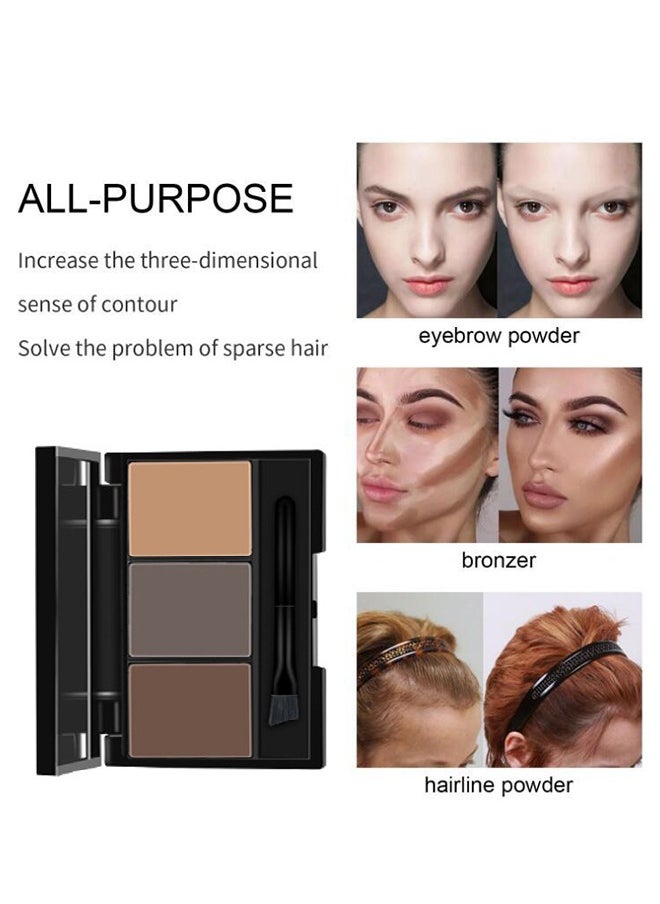 Myonly - Eyebrow Powder 3-Color Styling Kit-Natural Long Lasting Eyebrow Powder with Brushes Waterproof Sweat Proof Smudge Proof Fine Powder Easy to Use Multi Use Natural Brow Makeup to Create 3D Look(#02) - Image 1