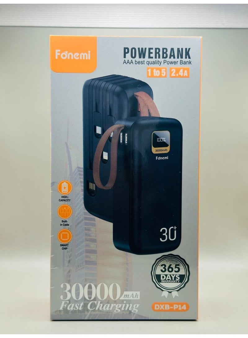 Fonemi DFONEMI P14 30000mAh Power Bank with Built in 4 Cables & LED Display - Image 3