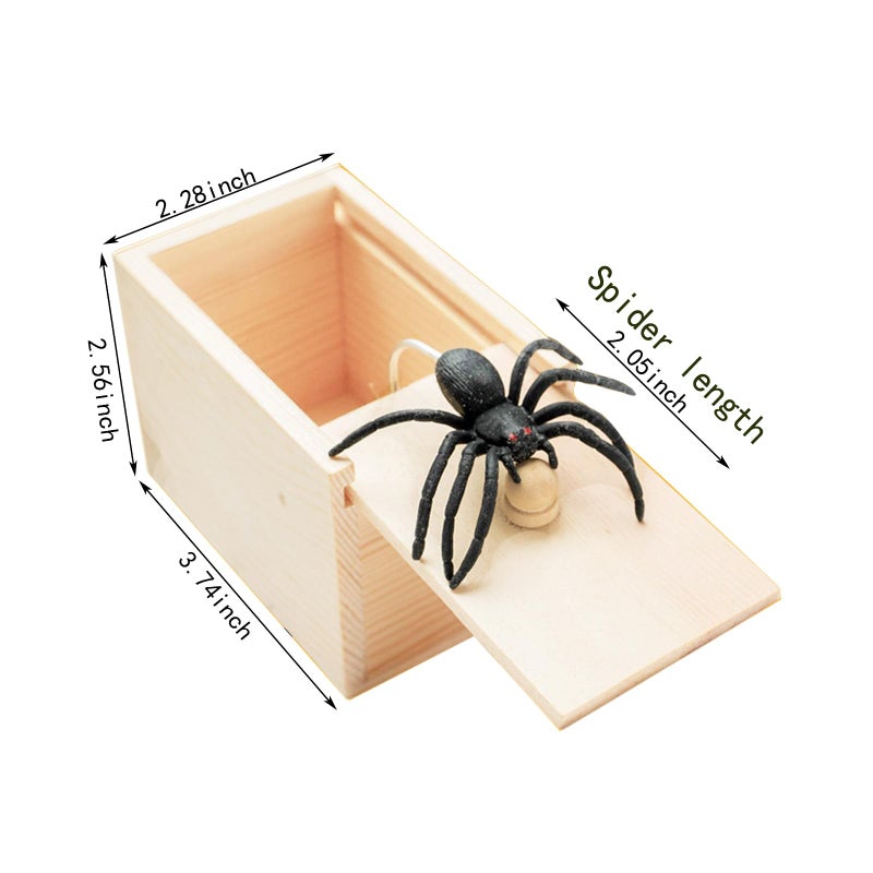 Winbar Rubber Spider Trick Box, Handmade Wooden Surprise Box with Hidden Spider, Trick Toys & Prank Stuff for Adults and Children - Image 2