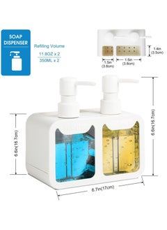 TARZ TARZ Kitchen Hand Soap and Dish Soap Dispenser Set, Dual Soap Dispenser with Sponge Caddy and Brush Holder 4-in-1 Organizer for Kitchen Sink Countertop, Useful Kitchen Gadgets  - Image 5