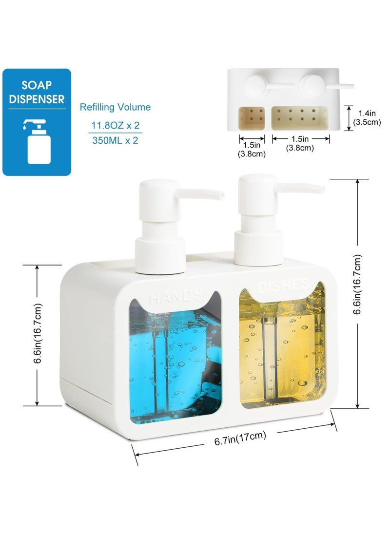 TARZ - TARZ Kitchen Hand Soap and Dish Soap Dispenser Set, Dual Soap Dispenser with Sponge Caddy and Brush Holder 4-in-1 Organizer for Kitchen Sink Countertop, Useful Kitchen Gadgets - Image 1