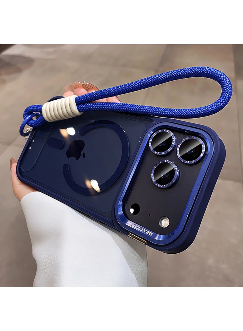 X-level Case for iPhone 17 Pro Max,Metal Stand & Camera Frame Cover Magnetic Charging Compatible, Aesthetic & Durable Protective Cover Mobiles & Accessories Blue - Image 1