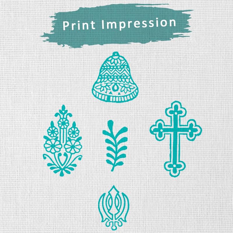TWOGRAMS | Set of 5 | Wooden Indian Traditional Design Printing Stamps/Blocks for Printing Saree Border/Dresses/Craft Card Making/Scrapbook/Clay Pottery - Image 3