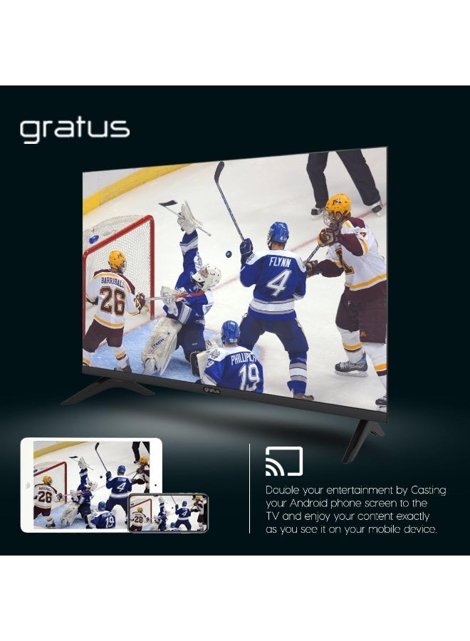 gratus 43-Inch QLED Full HD Edgeless Smart TV – Android 12, 2GB RAM + 8GB Storage, Built-in Wi-Fi & Apps, Frameless Design, High Contrast & Vibrant Colors – Model LT43Q24H  - Image 3