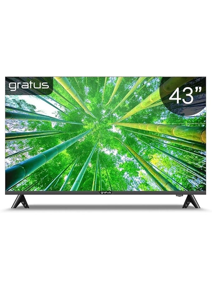 gratus 43-Inch QLED Full HD Edgeless Smart TV – Android 12, 2GB RAM + 8GB Storage, Built-in Wi-Fi & Apps, Frameless Design, High Contrast & Vibrant Colors – Model LT43Q24H  - Image 1
