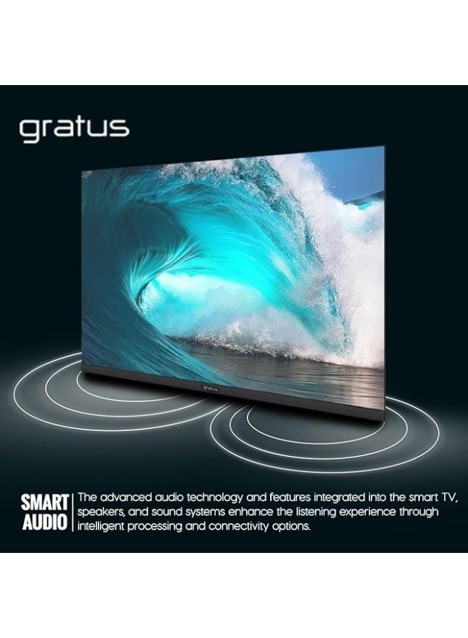 gratus 43-Inch QLED Full HD Edgeless Smart TV – Android 12, 2GB RAM + 8GB Storage, Built-in Wi-Fi & Apps, Frameless Design, High Contrast & Vibrant Colors – Model LT43Q24H  - Image 2
