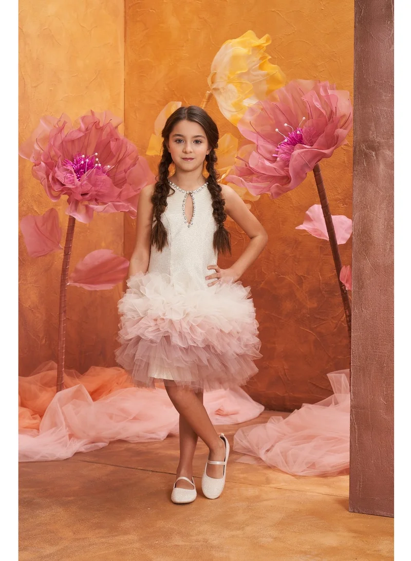 VIA BAMBINO Tiered Tulle Party Dress