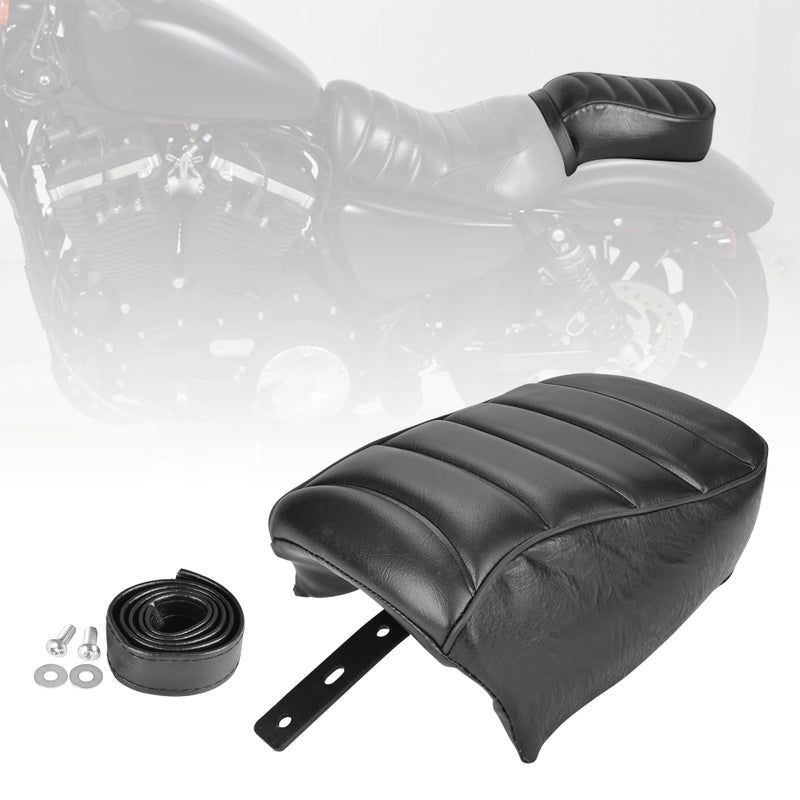 Sresk Rear Passenger Pillion Seat Fit for Harley Sportster Iron 883 XL883N 2016 2017 2018 2019 2020 2021 2022 Motorcycle Cushion Pillion Grid Passenger Seat Pad with Belt