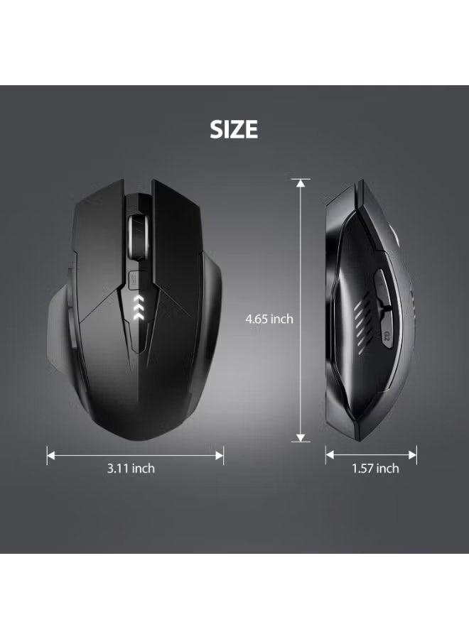 Rechargeable Wireless Mouse 2.4GHz Ergonomic Silent Computer Mice with USB Receiver, 6 Buttons for Laptop, PC, Desktop and Mac - 500mAh, Black - Image 2