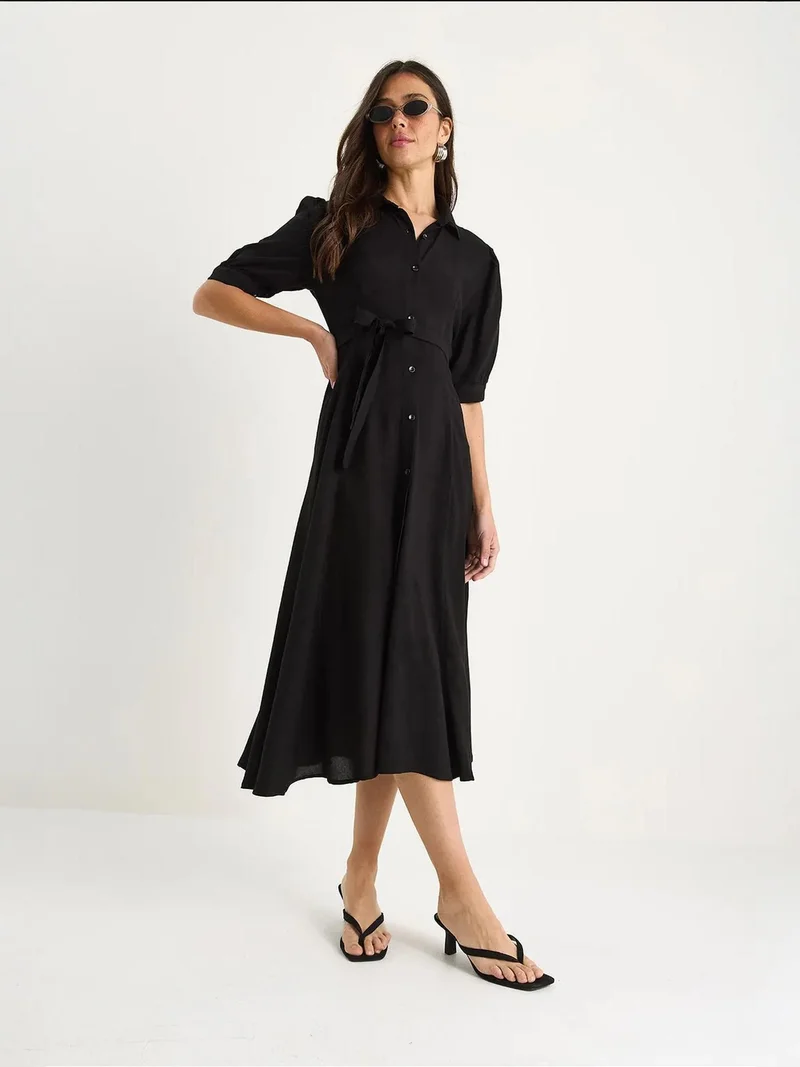 بيانكو لوتشي فستان ميدي  بياقة قميص وإغلاق بأزرار