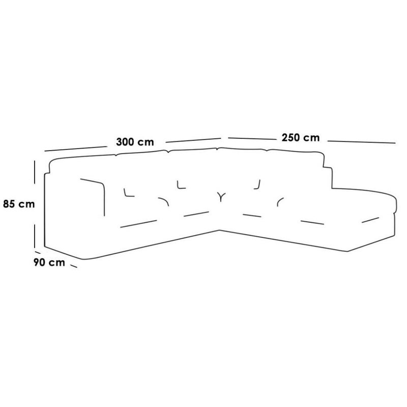 بيتك كنبة زاوية 300×250×90×85 سم - رمادي - Image 2