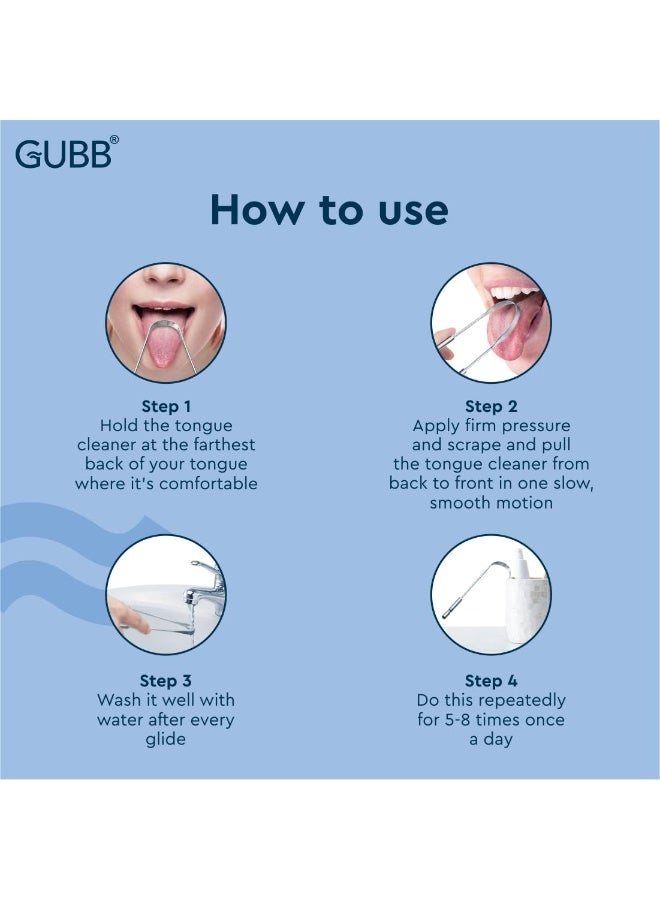 GUBB Metal Tongue Cleaner For Kids & Adults - Easy to Use | Ideal for travelling | Tongue cleanser | Removes bad breath | Ideal for oral hygiene | Carefully designed | U-shaped - Image 5