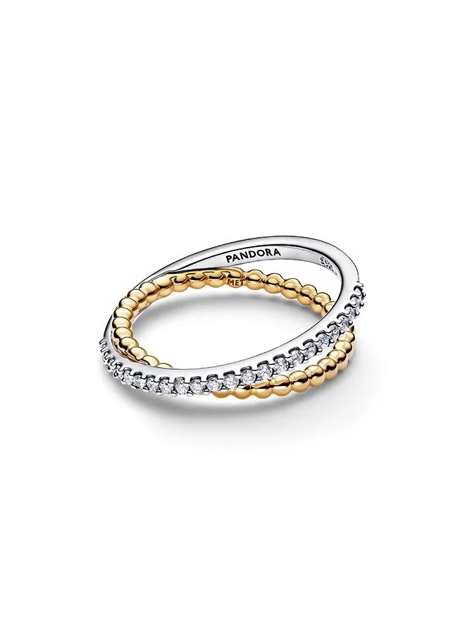Pandora  Crossover Beads & Pavé Double Band Ring for Women | Best Price UAE