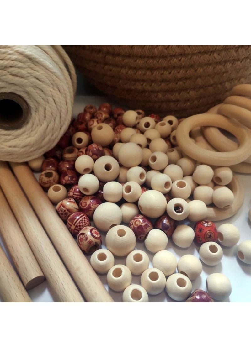 FengSVMA Macrame Cord Kits 3mm 109 Yards Natural Macrame Rope Wood Beads Handmade Cotton Rope Wall Hangings Home Decor DIY for Plant Hangers, Crafts, Knitting - Image 4