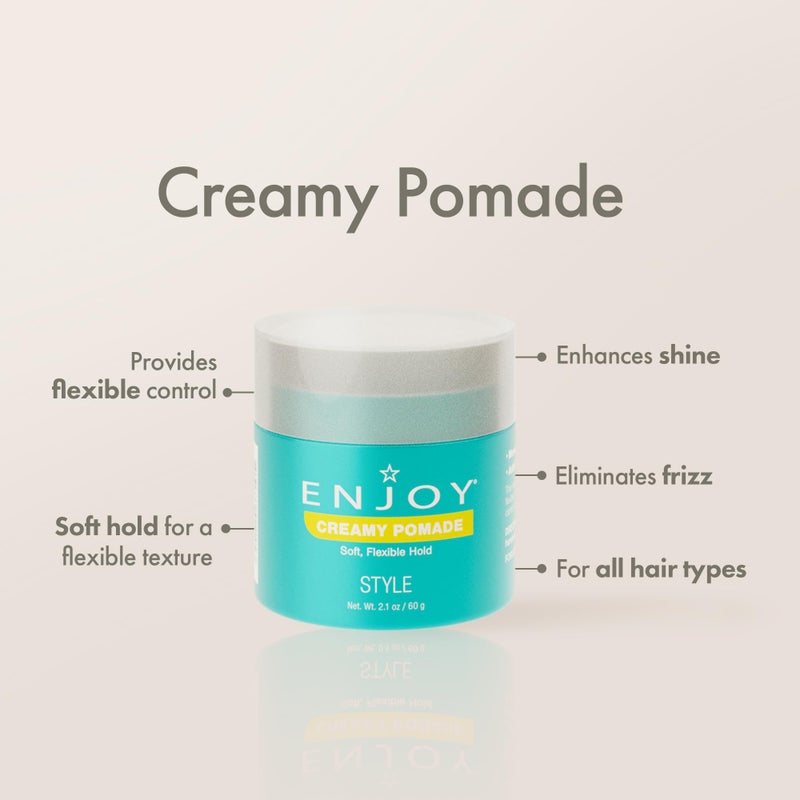 Enjoy Creamy Pomade - Lightweight Non Greasy Soft Flexible Hold - Smoothing Natural Shine without Stiffness (2.1 Oz) - Image 2