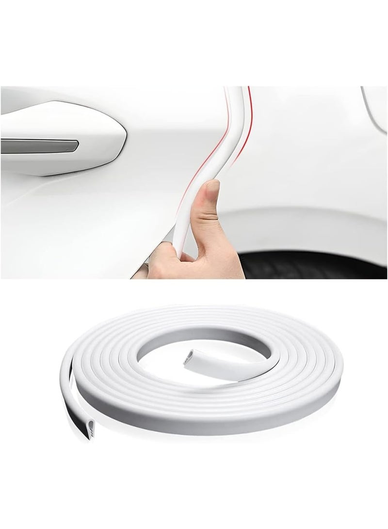 راكسوم واقيات حواف أبواب السيارة، حماية محكمة الغلق 5 أمتار لحواف الأبواب، شرائط حماية مضادة للتصادم، قوالب تزيين مضادة للخدش، ملحقات سيارات عالمية لمعظم السيارات، لون أبيض - Image 1