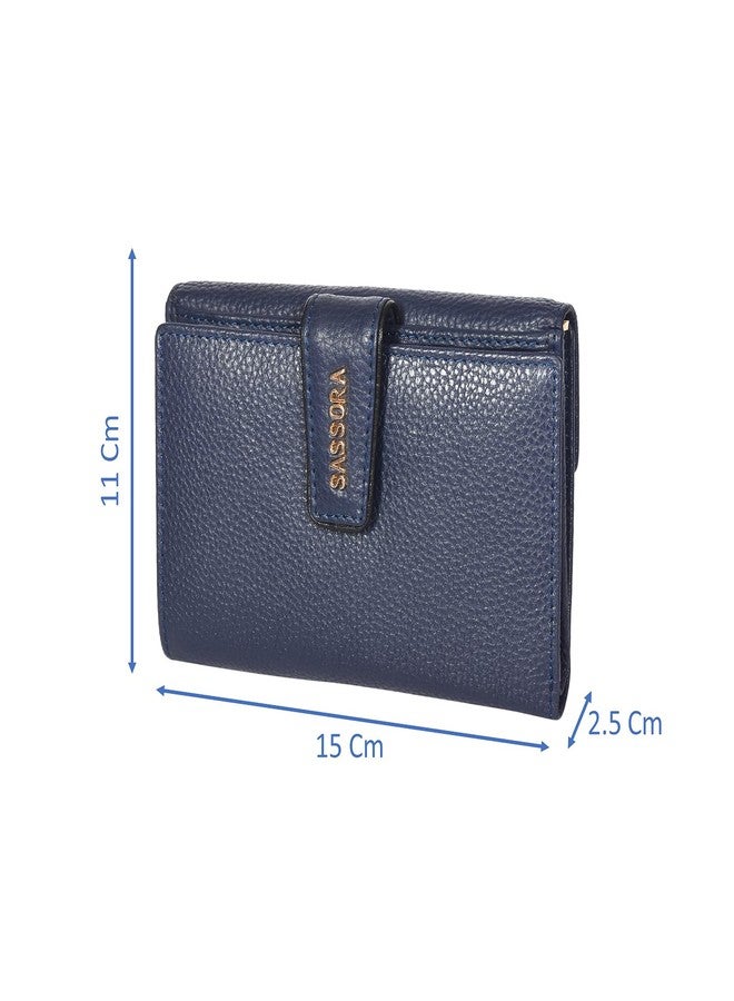 Sassora Premium Leather Navy Blue Medium Purse for Girls - Image 4