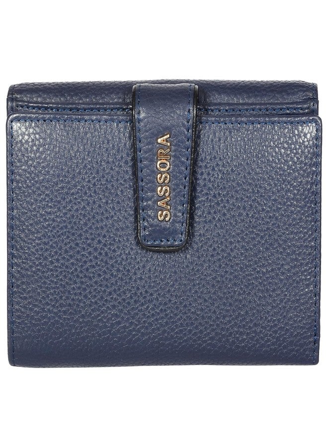 Sassora Premium Leather Navy Blue Medium Purse for Girls - Image 1