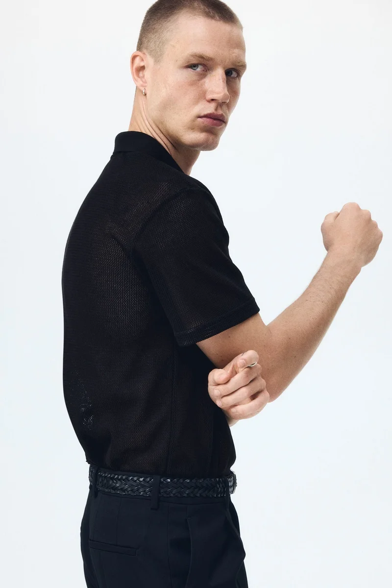 Regular Fit Hole-knit polo shirt